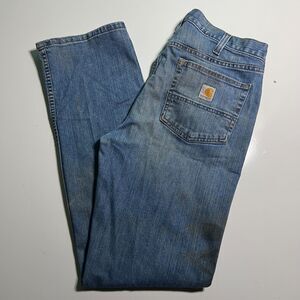 Carhartt BD2804-M Rugged Flex Relaxed Fit Jeans 34x34 Work Worn Distressed Denim
